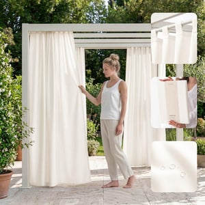 Perdea de exterior ROOM99 Garden Line cu bride, 155x220 cm (lățime x înălțime), impermeabilă, rezistentă la intemperii, protecție solară, pentru terasă și pergolă de grădină