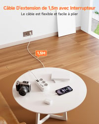 Prelungitor ROOTOMA cu 3 prize și 4 porturi USB (2 USB-C), cu protecție la supratensiune, bloc multipriză pentru birou 7