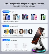 RoRoSkin 3 v 1 MagSafe nabíjacia stanica pre iPhone 16/15/14, Apple Watch a AirPods, skladacia – čierna 2