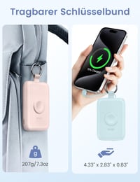 Baterie externă RORRY CharmGo 10000mAh, încărcare rapidă PD 20W cu cabluri USB-C/Lightning încorporate, pentru iPhone, Samsung, Xiaomi și Apple Watch 6