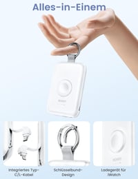 RORRY Powerbank 10000mAh, PD 20W rýchlonabíjateľná ultratenká externá batéria so zabudovaným USB-C káblom, kompatibilná s iPhone 17/16/15/14 a Apple Watch Ultra, čierna 2
