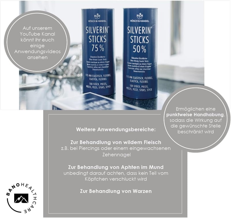 Rösch & Handel Silverin ezüstnitrátos maratóstick 115mm 10db - 10 pcs (pack of 1), brown