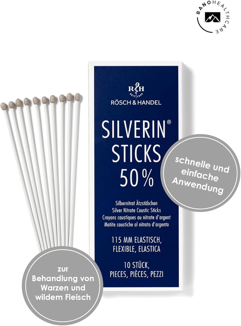 Rösch & Handel Silverin ezüstnitrátos maratóstick 115mm 10db - 10 pcs (pack of 1), brown