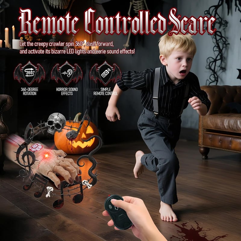 RoserRose Wednesday Kéz RC Autó LED Fénnyel, Halloween Dekoráció Távirányítós