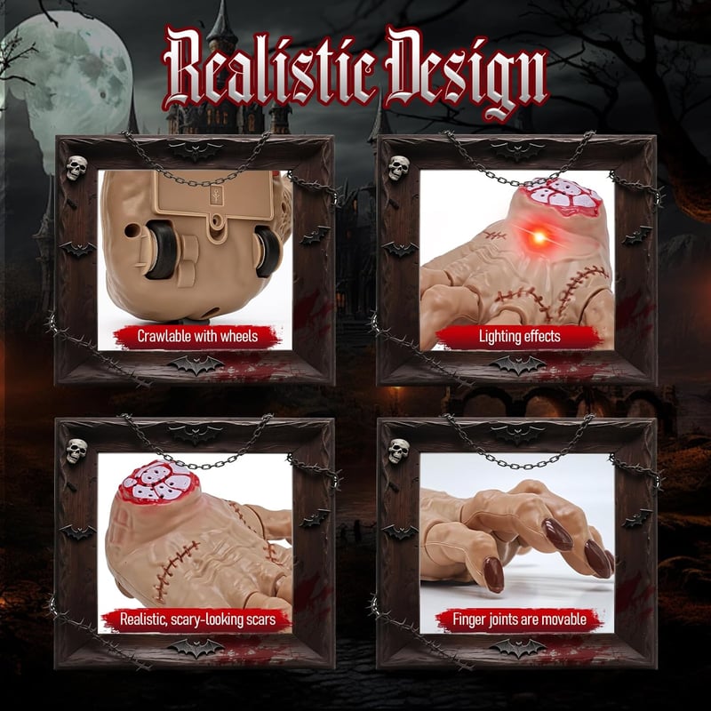 RoserRose Wednesday Kéz RC Autó LED Fénnyel, Halloween Dekoráció Távirányítós