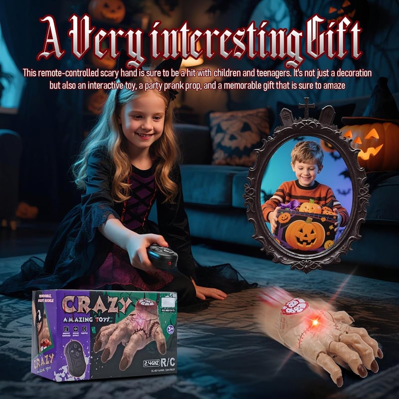 RoserRose Wednesday Kéz RC Autó LED Fénnyel, Halloween Dekoráció Távirányítós