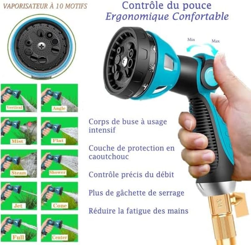 ROSEVIEW 45m Expandable Locsolócső Rugalmas Vízvezeték Kék