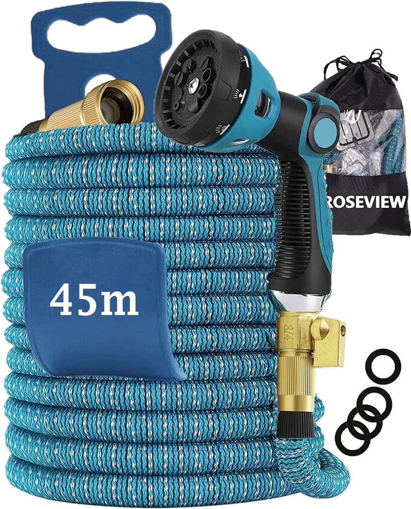 ROSEVIEW 45m Expandable Locsolócső Rugalmas Vízvezeték Kék