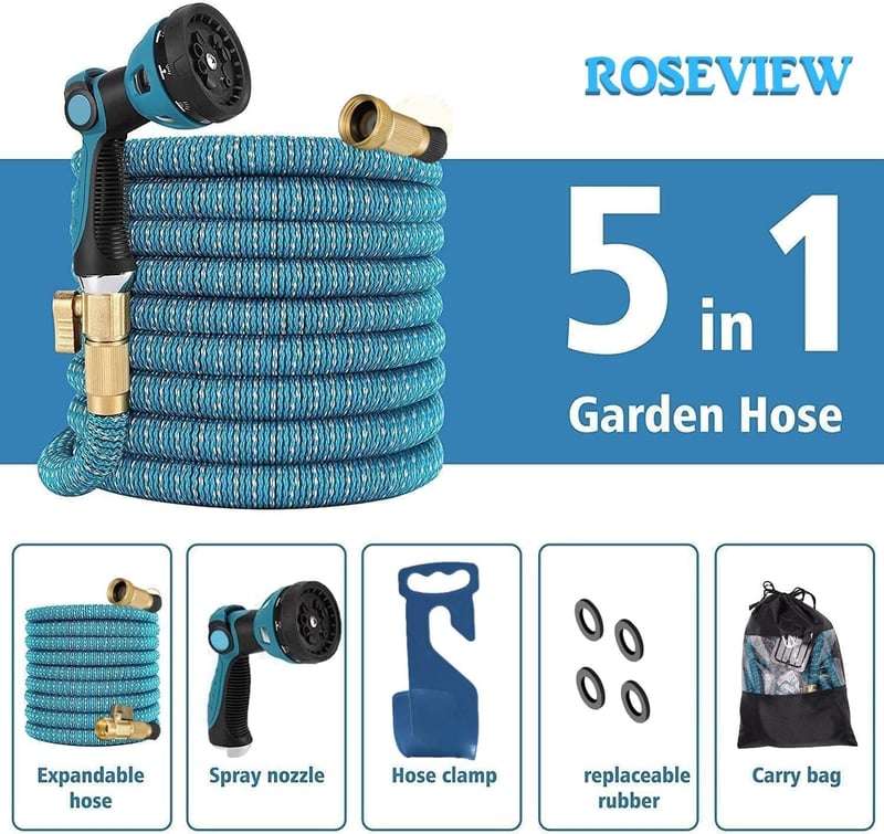 ROSEVIEW 45m Expandable Locsolócső Rugalmas Vízvezeték Kék