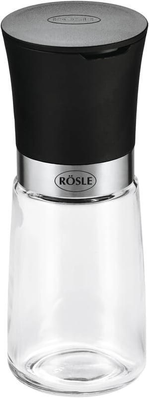 Set mlinaca za začine RÖSLE s keramičkim mehanizmom, 3 kom - prozirno/crna - 14 cm