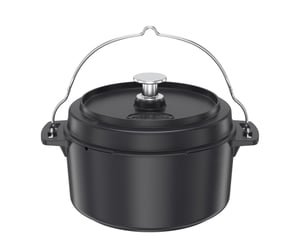 RÖSLE Dutch Oven 28 cm crni lonac od lijevanog željeza s poklopcem – poklopac se može koristiti i kao tava