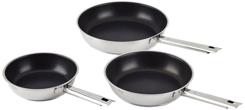 Sada panvíc RÖSLE Elegance, 3-dielna – 20 cm, 24 cm a 28 cm, nepriľnavý povrch ProPlex, ušľachtilá oceľ 18/10, vhodná na indukciu