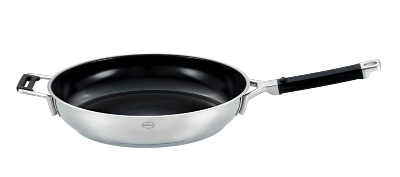 Panvica RÖSLE Silence Pro ProCeraPlus 32 cm, keramický nepriľnavý povrch, tepelne odolná do 260 °C, nerezová oceľ 18/10, strieborná/čierna