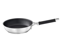 Rösle Silence Pro serpenyő ProResist prémium karcálló tapadásmentes bevonattal, szilikon nyéllel, 28 cm, 18/10 rozsdamentes acél, indukciós, mosogatógépben mosható, ezüst/fekete 1