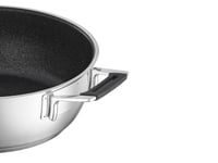 Servírovacia panvica RÖSLE Silence Pro 28 cm, prémiový nepriľnavý povrch odolný voči poškriabaniu ProResist, silikónová rukoväť, nehrdzavejúca oceľ 18/10 2