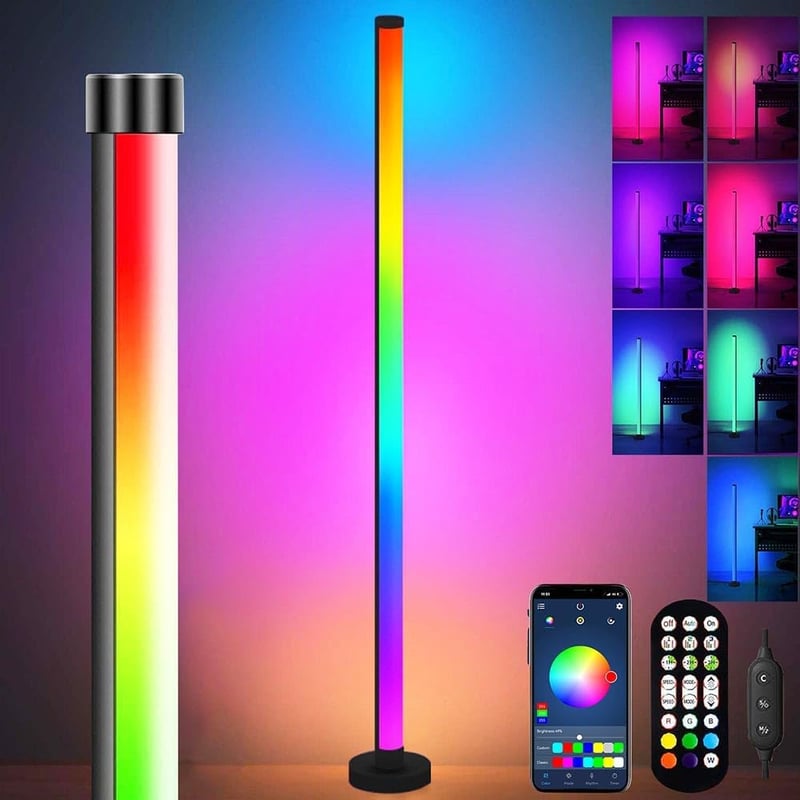 Rosnek 150cm RGB LED Állólámpa - Távirányítós, Applikációval Vezérelhető, Zenére Szinkronizálható, 16 Millió Szín, Nappali és Hálószoba Vilá
