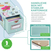 Cutie pentru cartonașe de memorare Rössler, pentru studiu - 500 de carduri + 10 separatoare, cu ramă din oțel inoxidabil, Unicorn, format A8 5