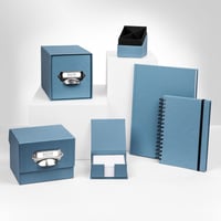 Fotobox s vekom Rössler S.O.H.O., modrý denim, 17x15x13 cm, organizér na vizitky, 1 ks, mierne poškodený obal 11