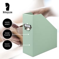Stojan na časopisy Rössler SOHO A4 s úchytom, 315x260x115 mm, zelený/vzorovaný, 1 ks, pevný kartónový kancelársky zakladač na časopisy 5