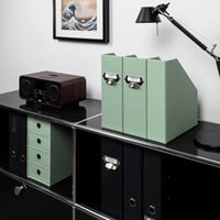 Stojan na časopisy Rössler SOHO A4 s úchytom, 315x260x115 mm, zelený/vzorovaný, 1 ks, pevný kartónový kancelársky zakladač na časopisy 8
