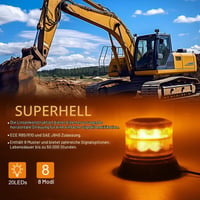 Qiping LED forgó figyelmeztető lámpa - 8 villogási mód, 12/24 V, sárga, csavaros rögzítés autóhoz, teherautóhoz, traktorhoz 6