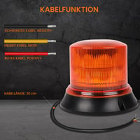 Qiping LED forgó figyelmeztető lámpa - 8 villogási mód, 12/24 V, sárga, csavaros rögzítés autóhoz, teherautóhoz, traktorhoz 3