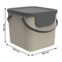 Rotho Albula 4-dielna súprava na triedenie odpadu do kuchyne, 2x25L + 2x40L, plast bez BPA, viacfarebná 3