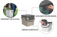 Rotho Albula 4-dielna súprava na triedenie odpadu do kuchyne, 2x25L + 2x40L, plast bez BPA, viacfarebná 4