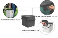 Sada kuchynských odpadkových košov Rotho Albula 3 x 40 l, 3 priehradky, stohovateľné, plast bez BPA, 3 ks 4