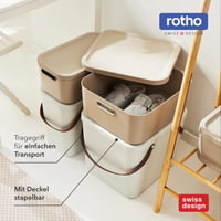 Rotho ALBULA tárolódoboz fedéllel és fogantyúval, 40 L, műanyag tároló doboz, 40x36x34 cm, világosszürke 7