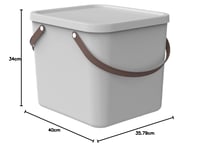 Rotho ALBULA tárolódoboz fedéllel és fogantyúval, 40 L, műanyag tároló doboz, 40x36x34 cm, világosszürke 12