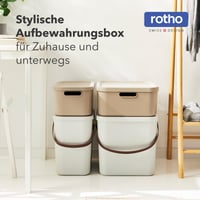 Rotho ALBULA tárolódoboz fedéllel és fogantyúval, 40 L, műanyag tároló doboz, 40x36x34 cm, világosszürke 5