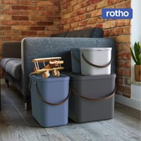 Rotho ALBULA tárolódoboz fedéllel és fogantyúval, 40 L, műanyag tároló doboz, 40x36x34 cm, világosszürke 9