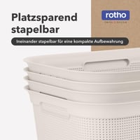 Sada 4 košov na bielizeň Rotho BRISEN, 40 l, plast bez obsahu BPA, béžová, 59,6 x 39,6 x 23,2 cm 7