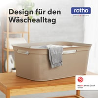 Sada 4 košov na bielizeň Rotho BRISEN, 40 l, plast bez obsahu BPA, béžová, 59,6 x 39,6 x 23,2 cm 3