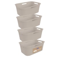 Sada 4 košov na bielizeň Rotho BRISEN, 40 l, plast bez obsahu BPA, béžová, 59,6 x 39,6 x 23,2 cm 1