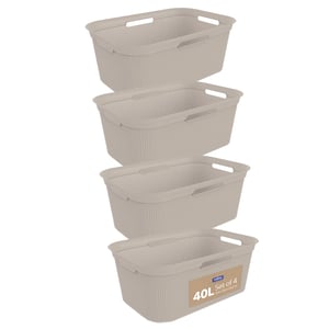 Rotho BRISEN set od 4 košare za rublje, 40 l, plastika bez BPA, bež boja, 59,6 x 39,6 x 23,2 cm