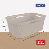 Sada 4 košov na bielizeň Rotho BRISEN, 40 l, plast bez obsahu BPA, béžová, 59,6 x 39,6 x 23,2 cm 8