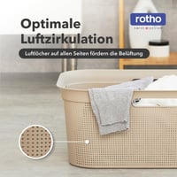 Sada 4 košov na bielizeň Rotho BRISEN, 40 l, plast bez obsahu BPA, béžová, 59,6 x 39,6 x 23,2 cm 5