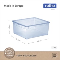 Rotho Clear prozirno plava kutija za pohranu s poklopcem, 4 kom, 18 L, set kutija za odjeću koje se slažu jedna na drugu, sigurno zatvaranje, štedi prostor 7