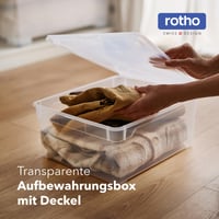 Rotho Clear prozirno plava kutija za pohranu s poklopcem, 4 kom, 18 L, set kutija za odjeću koje se slažu jedna na drugu, sigurno zatvaranje, štedi prostor 2