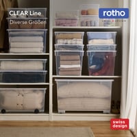 Rotho Clear prozirno plava kutija za pohranu s poklopcem, 4 kom, 18 L, set kutija za odjeću koje se slažu jedna na drugu, sigurno zatvaranje, štedi prostor 8