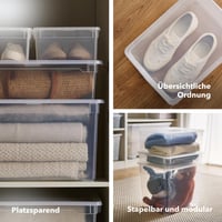 Rotho Clear prozirno plava kutija za pohranu s poklopcem, 4 kom, 18 L, set kutija za odjeću koje se slažu jedna na drugu, sigurno zatvaranje, štedi prostor 3