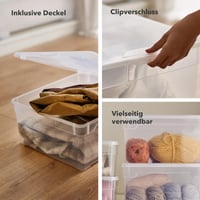 Rotho Clear prozirno plava kutija za pohranu s poklopcem, 4 kom, 18 L, set kutija za odjeću koje se slažu jedna na drugu, sigurno zatvaranje, štedi prostor 5