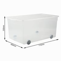 Cutie de depozitare transparentă Rotho Clear cu capac și roți, 63 L, 71,5 x 40 x 33,5 cm, cutie de depozitare mare suprapozabilă 4