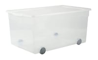 Cutie de depozitare transparentă Rotho Clear cu capac și roți, 63 L, 71,5 x 40 x 33,5 cm, cutie de depozitare mare suprapozabilă 1