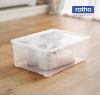 Rotho Clear úložný box s vekom 10 l, súprava 6 ks, stohovateľný, modrý 6