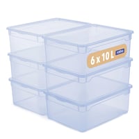 Rotho Clear úložný box s vekom 10 l, súprava 6 ks, stohovateľný, modrý 1