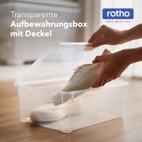 Rotho Clear úložný box s vekom 10 l, súprava 6 ks, stohovateľný, modrý 2