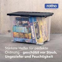 Úložný box Rotho Core Pro 65 litrov, priehľadný, s vekom a kolieskami — Na jednom veku malá prasklina (stav: pozri 2. obrázok) 4